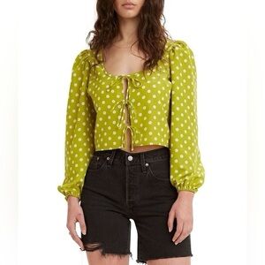 Levi's Premium Denim | Levi’s Embry Tie Front Peasant Top Ditsy Floral XL NWT